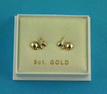 Gold 9ct Rabbit Studs