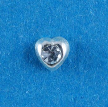 Silver Clear Crystal Heart Nose Stud