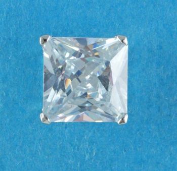 Silver Clear CZ Square Stud Earring