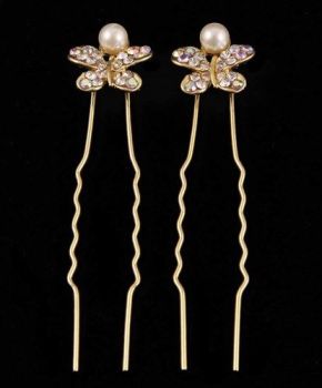 Venetti Diamante & Pearl Butterfly Hair Pins (56p per pair)
