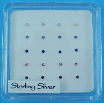 20-Pack 2mm 4-Claw Crystal Nose Studs