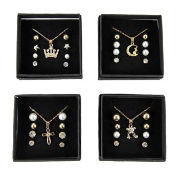 Diamante Pendant & Stud Earrings Set Offer (£1 Per Set)