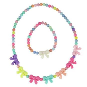Girls Bow Necklace and Bracelet Set (40p Each)