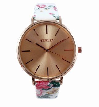 Ladies Henley Floral Leatherette Strap Watch