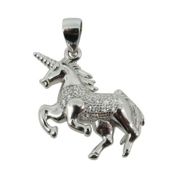 Silver Clear CZ Unicorn Pendant (£3.95 Each)