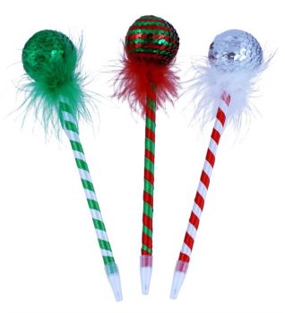 Sequin & Feather Christmas Pens (48p Each)