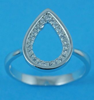 Silver Clear CZ Teardrop Ring