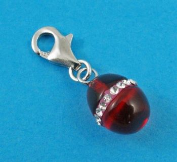 Silver, Red Glass & Crystal Charm (£2.95 each)