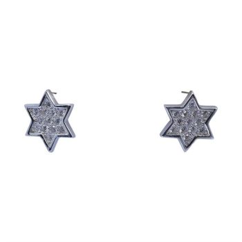 Silver Clear CZ Star Of David Stud Earrings (£3.60 Each)