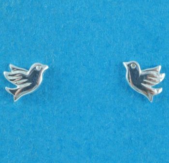 Silver Dove Bird Stud Earrings