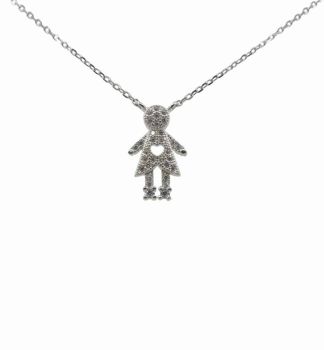 Silver Clear CZ Girl Necklace