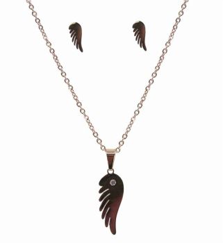 Stainless Steel Wing Pendant and Pierced Stud Earring Set (£1.80 Each)