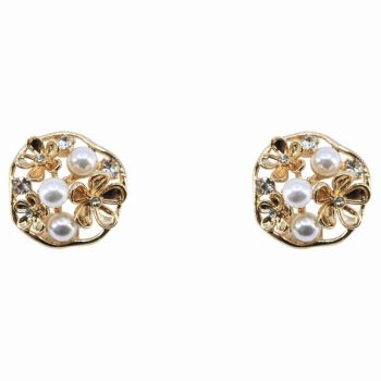 Diamante & Pearl Flower Clip-on Earrings (85p Per Pair)