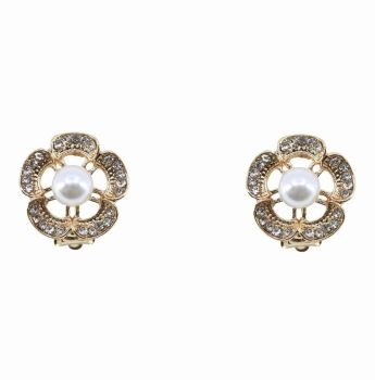Diamante & Pearl Flower Clip-on Earrings (80p Per Pair)