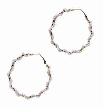 Pearl Twisted Pierced Hoop Earrings (70p per pair)