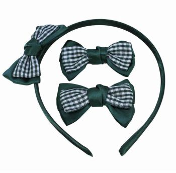 Gingham & Satin Bow Alice Band & Concord Set (approx. 60p per card)