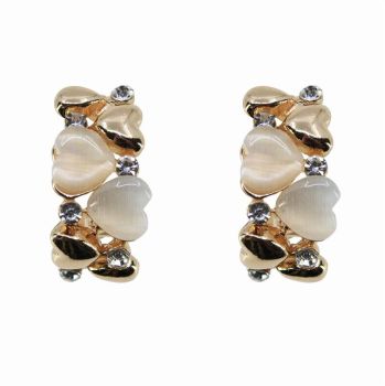 Diamante & Cat Eye Heart Clip-on Earrings (90p Per Pair)