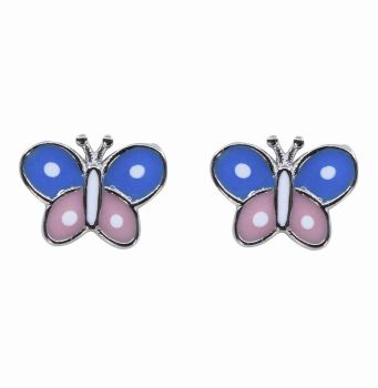 Silver Enamelled Butterfly Stud Earrings (£2.70 each)