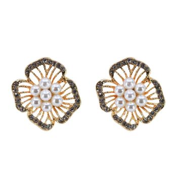 Diamante & Pearl Flower Clip-on Earrings (£1.20 per pair)