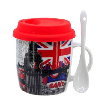 London Print Travel Cup & Spoon Set (£2.50 Each)