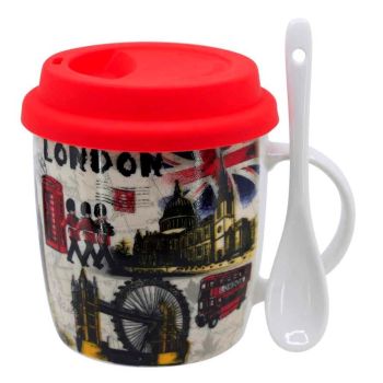 London Print Travel Cup & Spoon Set (£2.50 Each)