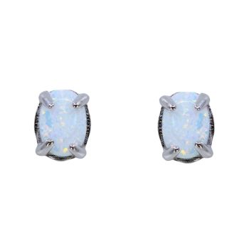 Silver White Opal Stud Earrings (£5.20 Each)