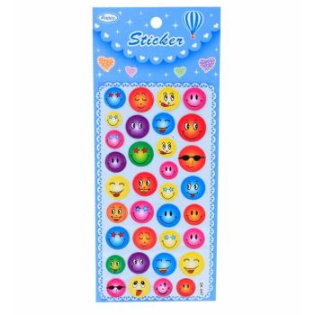 Assorted Embossed Emoji Face Stickers (20p per sheet)