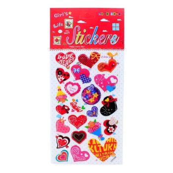 Assorted Embossed Love Heart Themed Stickers (30p per sheet)
