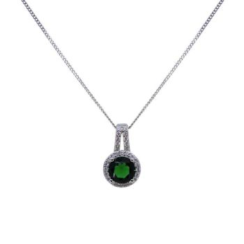 Silver Clear &amp; Emerald CZ Pendant (£6.95 Each)