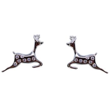 Silver Clear CZ Deer Stud Earrings (£3.30 Each)