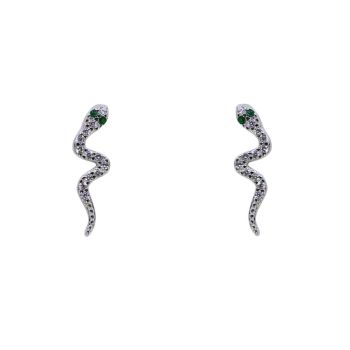 Silver Clear &amp; Black CZ Snake Stud Earrings (£2.80 Each)