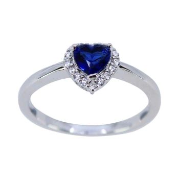 Silver Clear & Sapphire CZ Heart Ring (£4.95 Each)