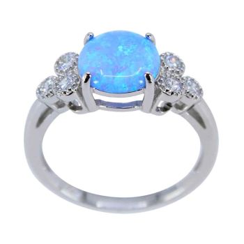 Silver Clear CZ & Blue Opal Ring (£5.95 Each)