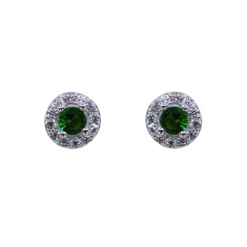 Silver Clear & Emerald CZ Stud Earrings (£2.95 per pair)