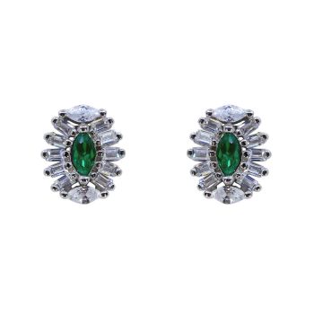 Silver Clear & Emerald CZ Stud Earrings (£4.95 per pair)