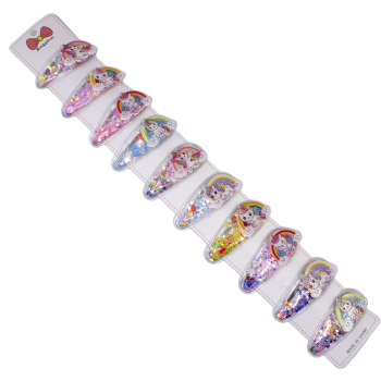 Large Size Clear Bendy Clip Filled With Sequins With Unicorn Motif  (£0.35 each)