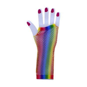 Ladies  Rainbow Fish Net Gloves