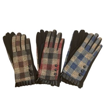 Ladies Winter Touch Screen Checked Gloves (£2.95 per pair )