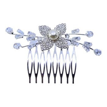 Diamante & Pearl Flower Comb (£1.80 Each)