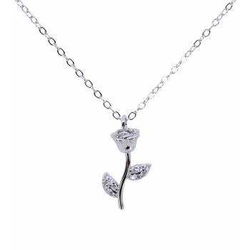 Silver Clear CZ Rose Necklace (£4.80 Each)