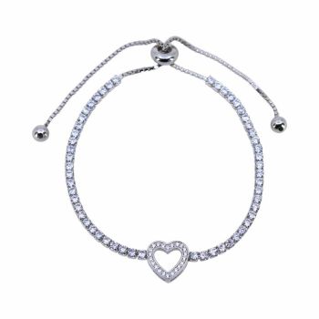 Silver Clear CZ Heart Bracelet (£9.50 Each)
