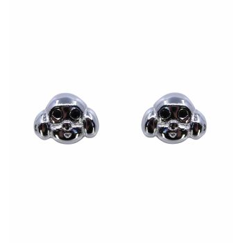 Silver Jet CZ Dog Stud Earrings (£2.60 per pair)