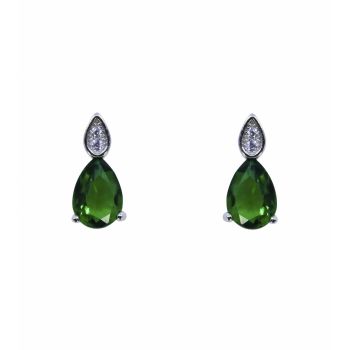 Silver Clear &amp; Emerald CZ Stud Earrings (£3.95 per pair)