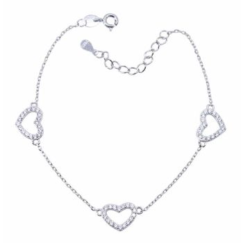 Silver Clear CZ Heart Bracelet (£6.60 Each)