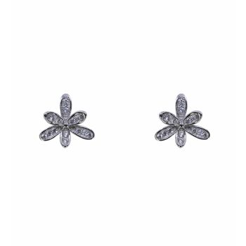 Silver Clear CZ Flower Stud Earrings (£3.50 per pair)