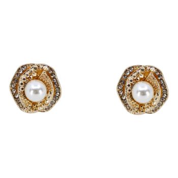Diamante & Pearl Flower Clip-on Earrings (£1.20 Each)