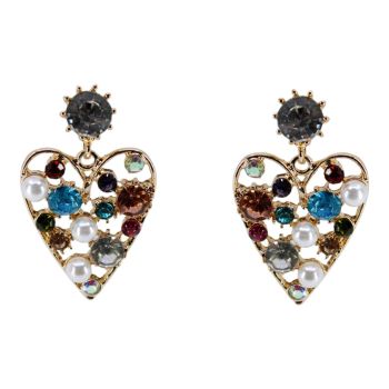 Diamante Clip-on Heart Drop Earrings (£1.30 per pair)