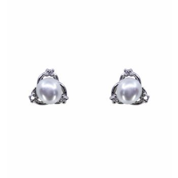 Silver Clear CZ & Freshwater Pearl Stud Earrings (£2.95 per pair)