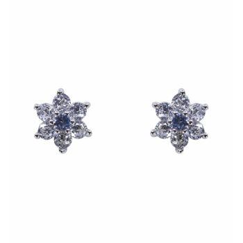 Silver Clear & Aqua CZ Flower Stud Earrings (£3.95 per pair)