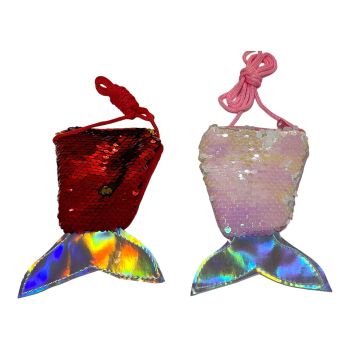 Kids Velvet Mermaid Tail Shaped Shoulder Bag With Two Way Sequins (£0.80 Each )